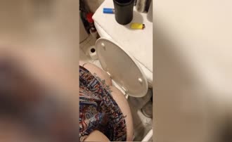 Spying on his wife pooping