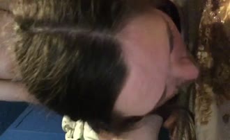 Brown haired babe eats fresh shit